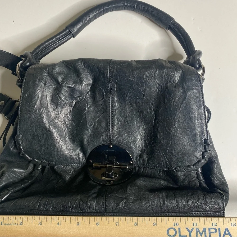 Camilla Alves Black Leather Converse Crossbody Handbag EUC